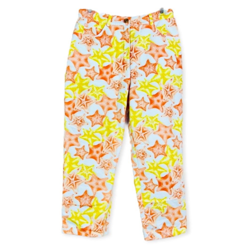 ST. JOHN SPORT Vintage Starfish High Waist Cropped Pants 4 SMALL Tropical
